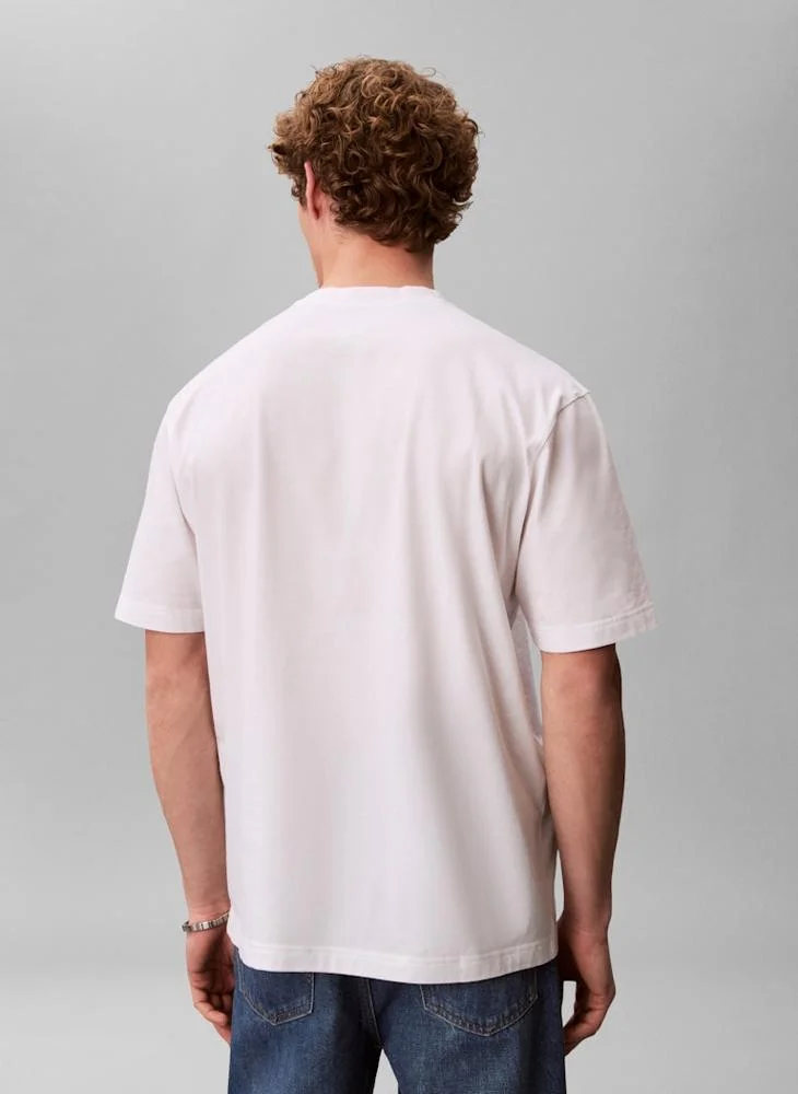 كالفن كلاين تيشيرت قطن بشعار كوتون كريست للاسترخاء